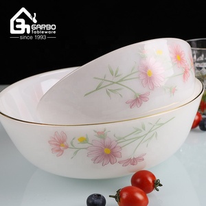Garbo Factory 8.5 Inch Flower Decorative Jade Color Opal <strong>Glass</strong> <strong>Bowls</strong> glassware Dinner Salad <strong>Mixer</strong> <strong>Bowl</strong> for Eating - Product Image 5