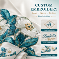 Ensemble de literie brodé sur mesure OEM ODM, housse de couette de luxe, drap, taie d'oreiller, logo personnalisé, ensemble de literie pour hôtel et maison