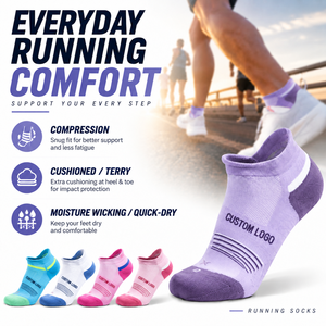 Chaussettes de course basses personnalisées respirantes avec soutien de la voûte plantaire, semelle amortissante et logo latéral pour la vente en gros - Product Image 1