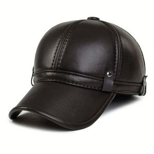 Casquette de baseball en cuir pour homme, nouvelle collection hiver 2024, vente en gros - Product Image 3