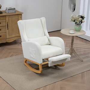 Fauteuils à bascule modulaires multifonctionnels pliables pour adultes et personnes âgées, salon, sherpa, meubles de maison modernes, dossier capitonné, pieds en bois - Product Image 1