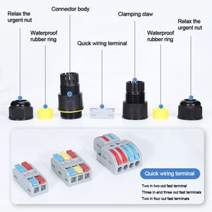 3in ขั้วต่อเทอร์มินัลบล็อกกันน้ำ IP68กล่องแยกขั้วต่อปลายสายแบบ6ช่องขั้วต่อแบบเร็วสำหรับกันฝนกลางแจ้งใต้ดิน - Product Image 2