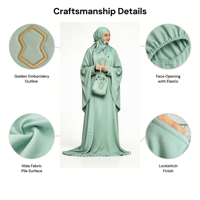 Robe de prière modeste avec châle Jilbab, Niqab portable, robe de prière avec sac, ensemble de prière de voyage, vêtements islamiques, Abaya Umrah
