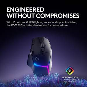 สำหรับ Logitech <span class=keywords><strong>G502</strong></span> <span class=keywords><strong>x</strong></span> PLUS สำหรับนักเล่นเกมมือขวาความเร็วเบาไร้สายออปติคอลเมาส์ lightforce สวิตช์ไฮบริด lightsync RGB <span class=keywords><strong>HERO</strong></span> - Product Image 3