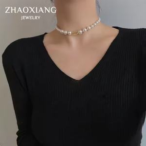 Fabricant de bijoux sur mesure, colliers de perles d'eau douce, collier ras du cou pour femmes, petite amie, matériau en alliage, collier de créateur tendance - Product Image 3