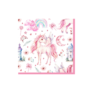 Juego de Vajilla Desechable DAMAI con Temática de Unicornio Rosa, Castillo, Luna y Flores, Platos y Vasos de Papel para Fiestas de Niñas - Product Image 5
