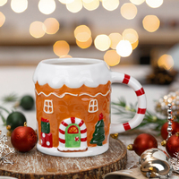 Redeco Noël pain d'épice maison en forme de café tasse en céramique tasse personnalisée vacances verres décoratifs