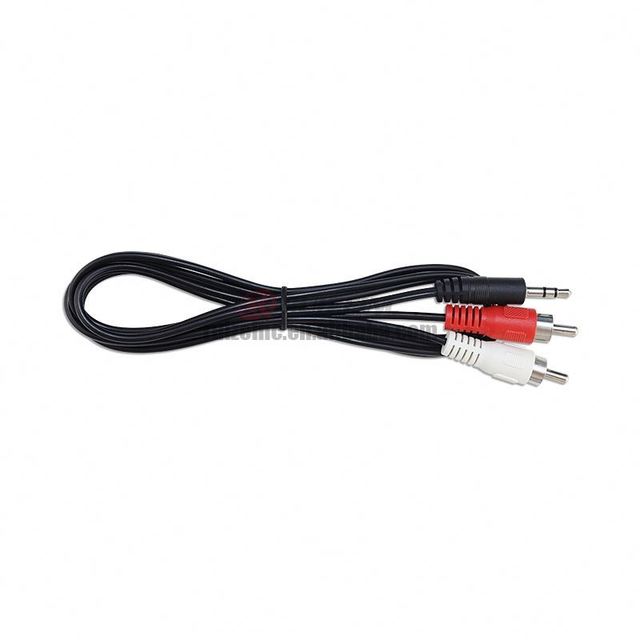 Wholesale 3.5mm  to 2rca Male AV One Divided Into Two Audio Cable One for Two Adapter Cable Computer Speaker Line