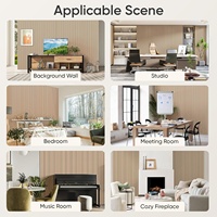 Panel acústico de listones de madera MDF Akupanel de chapa de 3 lados con respaldo de fieltro negro para decoración elegante de pared y techo y reducción de ruido