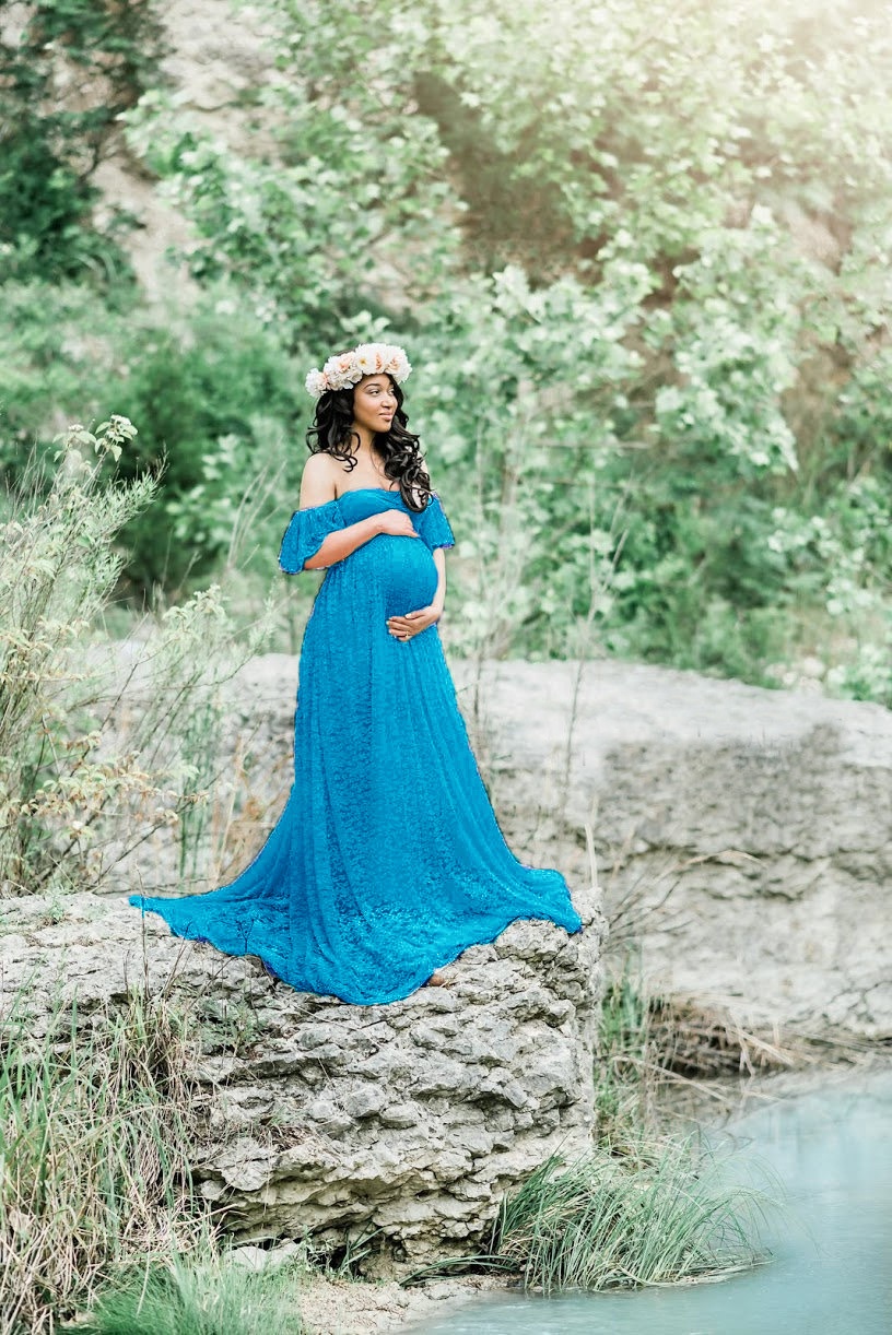 Sexy Lace Long Maternity Dresses - Perfect for Photoshoots