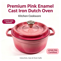 Cocotte en fonte émaillée LFGBFDA, pot de cuisson avec logo personnalisé sur le bouton, compatible induction et gaz, vente en gros, ustensile de cuisine