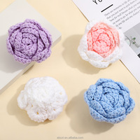 Fleur artificielle tricotée au crochet en forme de rose pour la confection de sacs, vêtements, cadeaux et accessoires DIY en gros