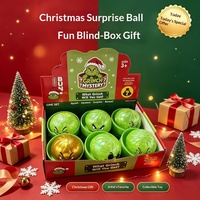 Boîte surprise interactive de Noël : Boules vertes Grinch lumineuses en TPR à texture moelleuse et à récupération lente