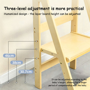 Chaise haute multifonctionnelle en bois pour bébé, hauteur réglable avec ceinture de sécurité pour tout-petits et enfants - Product Image 4