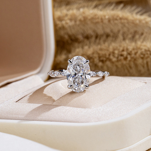 Messi Jewelry MSR-2133 18K Gold Oval Shape Solitaire <b>Diamond</b> <b>Ring</b> Lab Grown <b>Diamond</b> <b>Ring</b> Engagement <b>ring</b> - Product Image 1