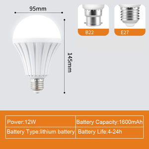 Wiederaufladbare 90lm/w Notfall-LED-Glühbirne <span class=keywords><strong>10W</strong></span> 6000K IP33-Zertifiziert 4-5h Notlichtdauer Ra80 Kunststoffmaterial für Camping - Product Image 6