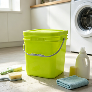 Seau carré en plastique avec couvercle et poignée, seau de rangement carré réutilisable multi-usages pour l'emballage domestique et industriel - Product Image 1