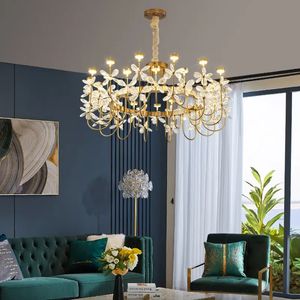 Zeal <b>Lighting</b> <b>Living</b> <b>Room</b> Bedroom Nordic Modern Cristal Parts Flower K9 Crystal Gold Chandelier - Product Image 3