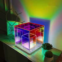 Lampe d'ambiance 3D colorée pour camping, cube magique triangulaire en aluminium, LED moderne, alimentée par batterie, contrôle tactile, intensité réglable