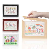 Marco Magnético para Exhibición de Arte Infantil, Apertura Superior Magnética, Fácil de Cambiar, Soporte de Pared o de Pie, Listo para Enviar, 4 Colores, 3 Tamaños