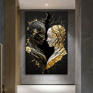 Póster de lienzo de arte moderno al por mayor e impresión abstracta línea dorada póster de mujer negra <span class=keywords><strong>cuadro</strong></span> de Arte de pared para la decoración del hogar de la sala de estar - Product Image 1