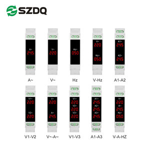 Voltímetro LED de montaje en riel Din monofásico y amperímetro Mini Modular 1P 18mm AC 80-500V Indicador de frecuencia 1.0% Precisión 100A - Product Image 1