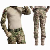 Herren Taktischer Anzug Hemd und Hose Set Langarm Rip-Stop Uniformen 1/4 Reißverschluss Airsoft Kleidung Tarnkleidung