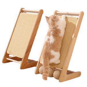 Rascador para Gatos Vertical Ajustable de Madera Maciza, Clásico y Moderno, Resistente al Desgaste, Sin Virutas, con Cuerda de Cáñamo, de 2 Niveles - Product Image 4