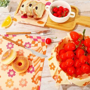 Deli giấy thực phẩm bánh sandwich gói giấy Retro Daisy mô hình thực phẩm giỏ lót cho dã ngoại bánh mì thịt nướng nhà bếp bên - Product Image 2
