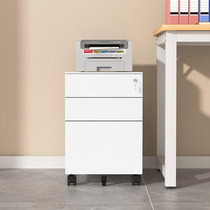 Armoire de <span class=keywords><strong>rangement</strong></span> métallique à roulettes avec 3 tiroirs verrouillables et dessus plat - <span class=keywords><strong>Rangement</strong></span> mobile sur roulettes pour bureau et école - Product Image 4
