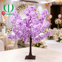 Pohon Bunga Sakura Lavender Buatan yang Menyerupai Asli untuk Dekorasi Meja Pernikahan, Bunga Buatan untuk Pesta Pernikahan