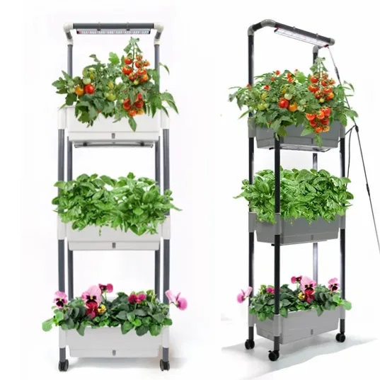 3 Tier Home Farm Garden Self-Watering Planter Pot Kit with LED Grow Lights for herbs vegetables microgreens flowers