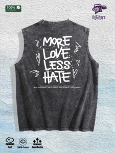 Chaleco Gráfico con Estampado MORE <span class=keywords><strong>LOVE</strong></span> LESS <span class=keywords><strong>HATE</strong></span>, Lavado, 3 Colores, Algodón, Envío desde Almacén en EE. UU. - Product Image 2