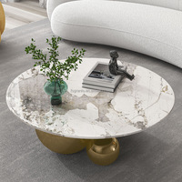 Table basse pratique en acier inoxydable avec plateau en marbre pour la maison