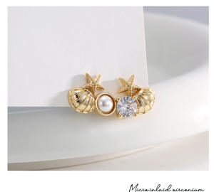 2024 à la mode Style bohème étoile de mer conception boucles d'oreilles 14K plaqué or bijoux de mode cadeaux unisexe matériel laiton diamant - Product Image 5