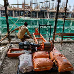 Mini Construction Wheel Loader 200 Ton 70KW Motor Electric Material Hoist <b>Builder</b> Lift Wire Rope Drum Building Site Lifting - Product Image 1
