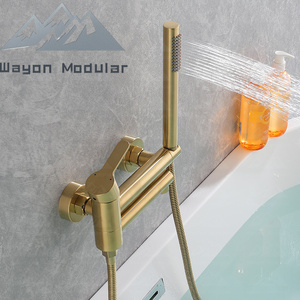 Set Doccia e <span class=keywords><strong>Rubinetto</strong></span> Alto di Lusso Wayon in Rame Dorato per Progetti Alberghieri - Product Image 5