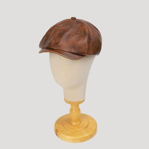 Gorra de Cuero Sintético Casual para Hombre y Mujer, Estilo Británico, Tendencia de Moda Otoño-Invierno 2025, Gorra Newsboy de 8 Paneles para Exteriores - Product Image 4
