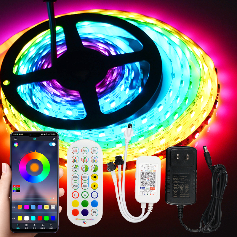 Customized SMD5050 10m Long WS2811 digital rgb LED Strip Kit LC8806 waterproof RGB 24key LED strip kit