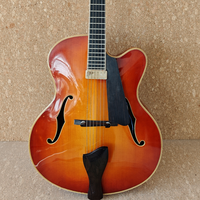 Gitar Elektrik Jazz Archtop Buatan Tangan 17" Hollow Body 6-String YUNZHI Lapisan Gloss Spruce Top Flamed Solid Maple Ebony