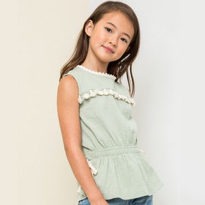Camisetas OEM para Niña, Lisas, Sin Etiqueta, Cuello Redondo, con Cintura Elástica, en Stock - Product Image 2