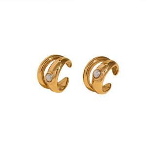 Modernos Aretes de Diseño Sin Deslustre, Chapados en Oro PVD de 14k y 18k, Acero Inoxidable 316l, Joyería Fina de la Marca CC, Sin Perforación, para Mujer - Product Image 5