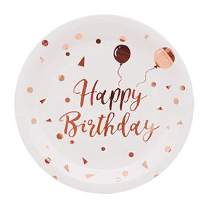 Elegante oro rosa fiesta platos de papel tazas pastel postre platos para Feliz cumpleaños boda Baby Shower lujo vajilla <span class=keywords><strong>Kit</strong></span> - Product Image 5