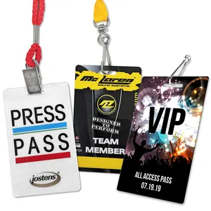 Wholesale Full Color Hole Smart Rfid Chip Event Badges Vip Pass Id Card With Lanyard Custom Size VIP Passes