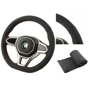 Housse de <span class=keywords><strong>volant</strong></span> de voiture en cuir suédé à faire soi-même, à coudre, en cuir, à lacets, adaptée aux volants de voiture - Product Image 4