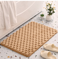 Tapis de douche de salle de bain en polyester géométrique moderne antidérapant à poils longs super absorbant l'eau antidérapant en nid d'abeille touffeté