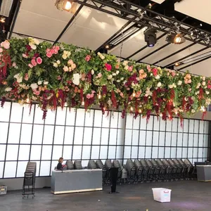 Decoração de casamento artificial oem flores flores penduradas no teto para decoração de palco de casamento