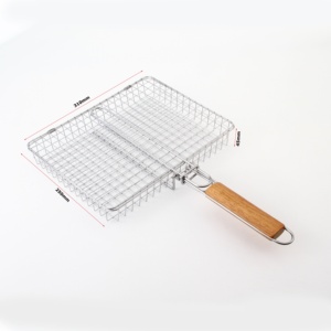 Juego de cestas para asar, parrilla de acero inoxidable plegable y portátil para barbacoa, para pescado, camarones y verduras, ideal para acampar al aire libre. - Product Image 2