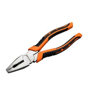 Pince coupante à bec effilé 8 pouces, qualité industrielle, acier au carbone, mâchoires dentelées, multifonctionnelle, poignée orange - Product Image 1