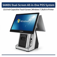 Terminal de point de vente tactile double écran Windows 15,6 pouces, vente en gros fabricant, processeur Intel i3/i5/i7, 4 Go/8 Go de RAM, caisse enregistreuse